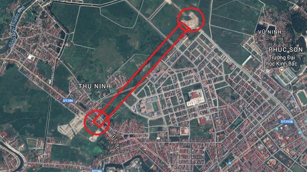 Dự án tuyến đường H2 (màu đỏ)