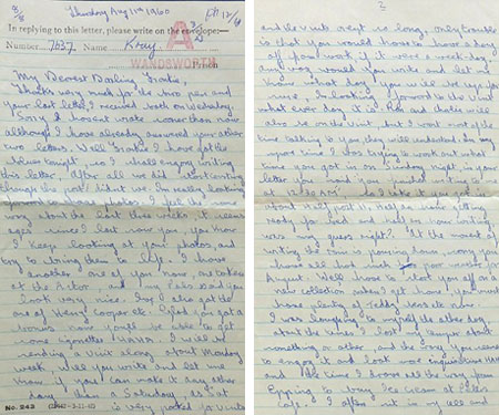 Lá thư Reggie gửi cho Frances khi hắn phải ngồi tù năm 1960.