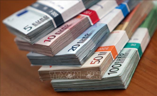 Đồng euro tại một ngân hàng ở Heidelberg, Đức. Ảnh: AFP/TTXVN