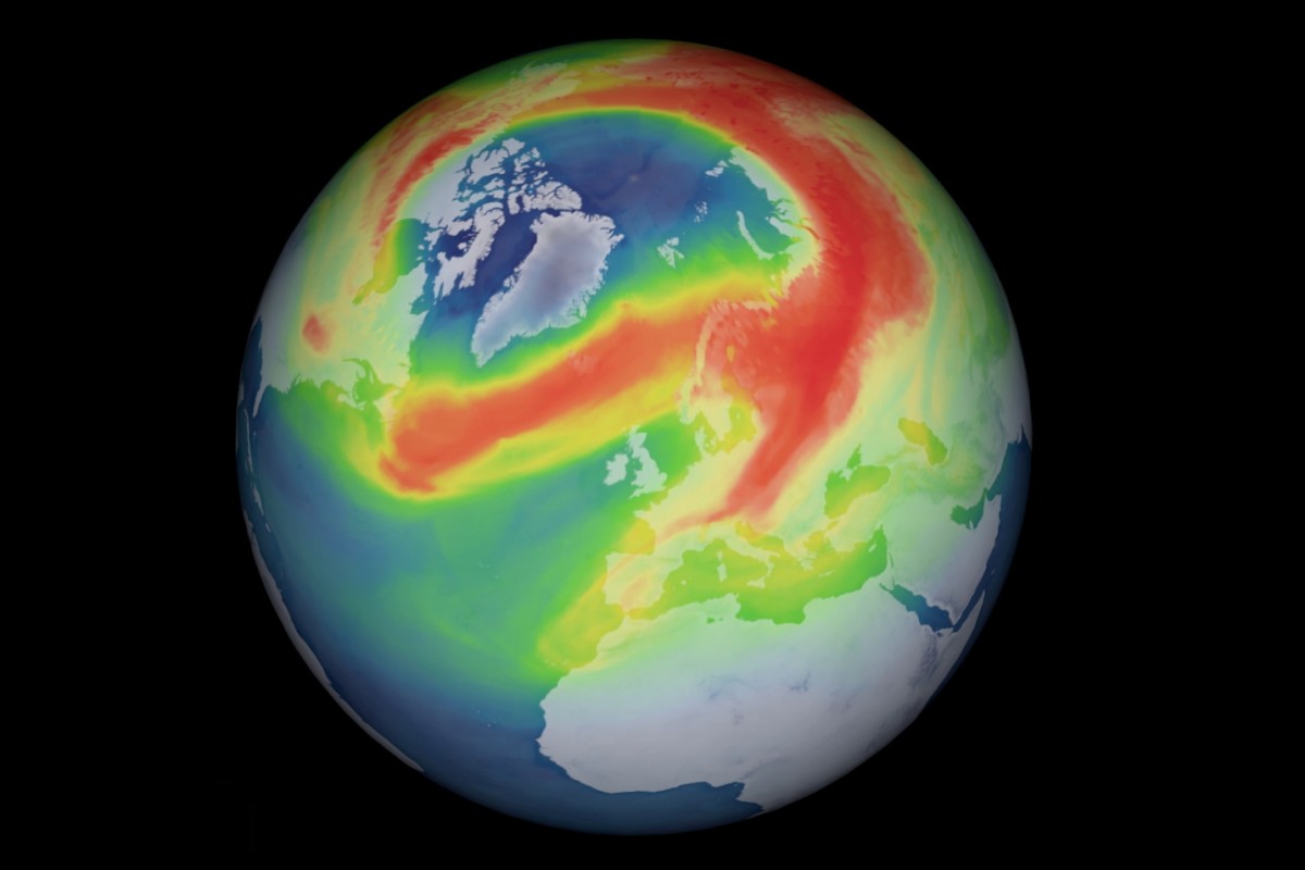 Đồ họa lỗ thủng ozone mới phát hiện ở Bắc Cực. Ảnh tư liệu: BIRA/ESA