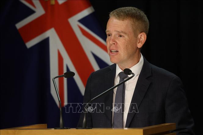 Tân Thủ tướng New Zealand Chris Hipkins trong cuộc họp báo đầu tiên trên cương vị mới tại Wellington, ngày 22/1/2023. Ảnh: AFP/TTXVN