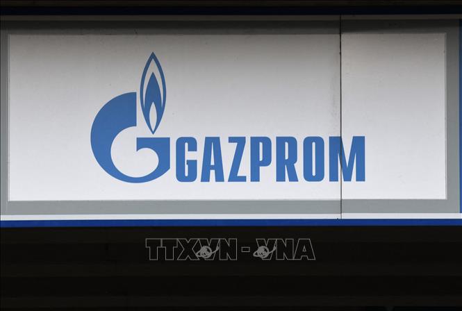 Biểu tượng Tập đoàn khí đốt Gazprom của Nga ở Gelsenkirchen, miền Tây Đức. Ảnh: AFP/TTXVN