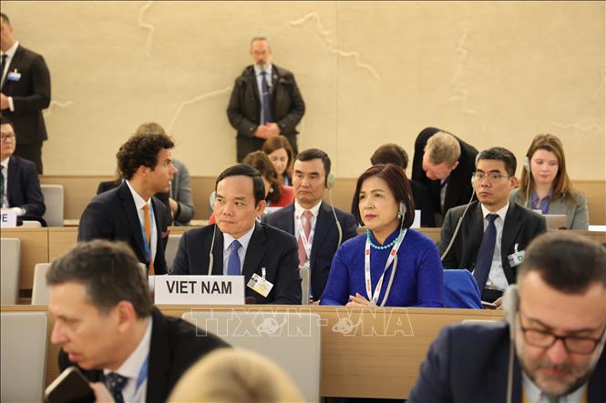 Phó thủ tướng Trần Lưu Quang tham dự Khóa họp lần thứ 52 của Hội đồng Nhân quyền LHQ. Ảnh: TTXVN