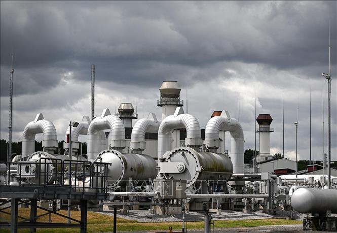 Hệ thống đường ống tại trạm OGE, một trong những trạm trung chuyển khí đốt lớn nhất châu Âu, ở Werne, Đức. Ảnh (tư liệu): AFP/TTXVN