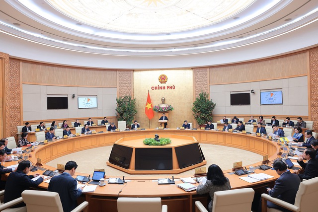 Thủ tướng Phạm Minh Chính phát biểu kết luận phiên họp Chính phủ thường kỳ tháng 2/2024 - Ảnh: VGP/Nhật Bắc