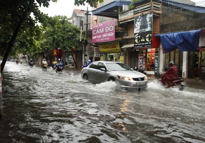Thành phố Nam Định bị ngập sâu. Ảnh: Thùy Dung/TTXVN
