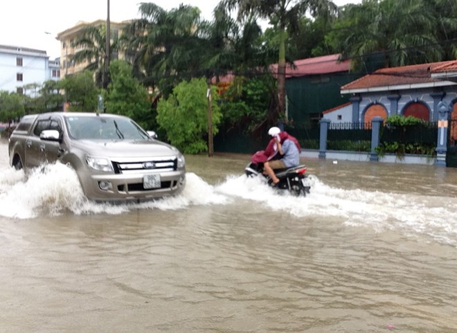 Mưa lớn gây ngập lụt ở Bắc Giang. Ảnh: Văn Vĩnh/TTXVN