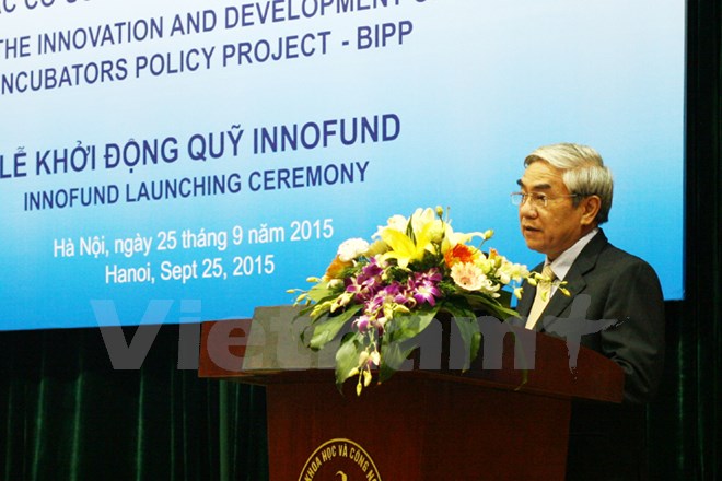 Bộ trưởng Nguyễn Quân cho biết Dự án BIPP sẽ góp phần nâng cao năng lực cho các cơ sở ươm tạo công nghệ, cho ra đời doanh nghiệp khởi nghiệp tồn tại bền vững. Ảnh: T.H/Vietnam+