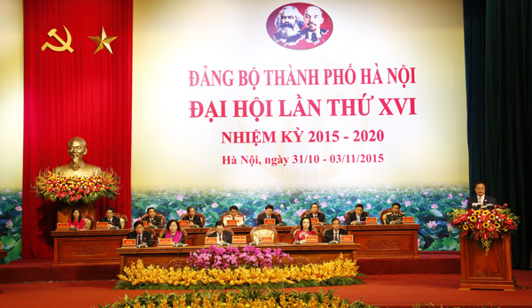 Bí thư Thành ủy Hà Nội Phạm Quang Nghị đọc diễn văn khai mạc Đại hội