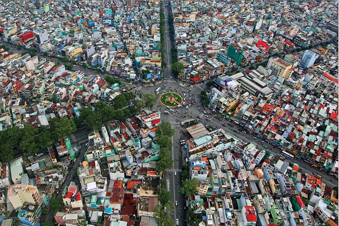 Ngã 6 Lý Thái Tổ, thành phố Hồ Chí Minh nhìn từ trên cao. Ảnh minh hoạ: Giản Thanh Sơn/Báo Lao động
