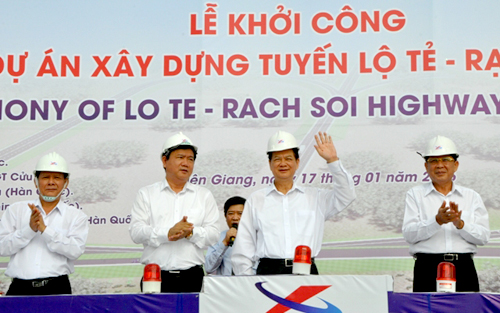 Thủ tướng Chính phủ Nguyễn Tấn Dũng đến dự và phát lệnh khởi công xây dựng tuyến đường Lộ Tẻ - Rạch Sỏi