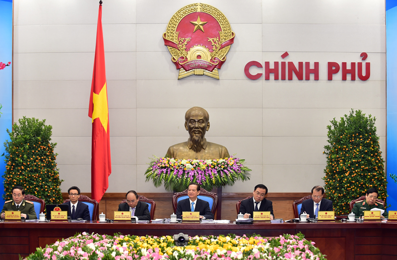 Thủ tướng Nguyễn Tấn Dũng chủ trì phiên họp Chính phủ tháng 1/2016. Ảnh: VGP/Nhật Bắc