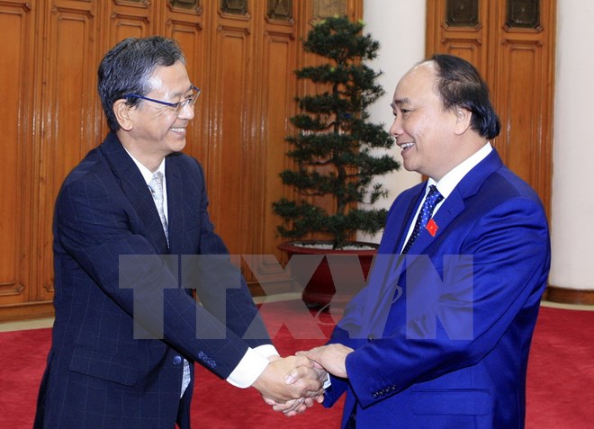 Thủ tướng Nguyễn Xuân Phúc tiếp Đại sứ Đặc mệnh Toàn quyền Nhật Bản tại Việt Nam Hiroshi Fukada. Ảnh: Thống Nhất/TTXVN