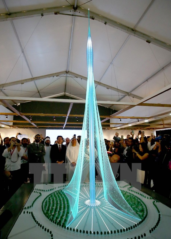 Mô hình tòa tháp mới được giới thiệu tại Dubai, UAE ngày 10/4. Nguồn: AFP/TTXVN