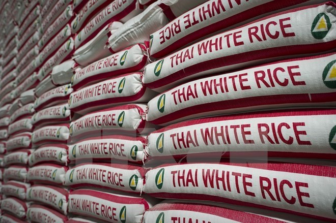 Những bao gạo Thái Lan tại nhà máy ở Bangkok. Nguồn: AFP/TTXVN