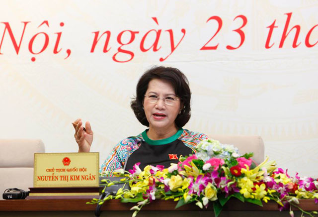 bà Nguyễn Thị Kim Ngân, Chủ tịch Quốc hội khóa XIII đã đọc diễn văn khai mạc kỳ họp thứ I, Quốc hội khóa XIV