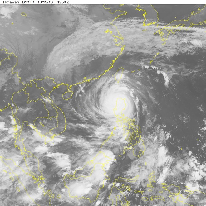 Ảnh mây vệ tinh về cơn bão Haima. Nguồn: nchmf.gov.vn