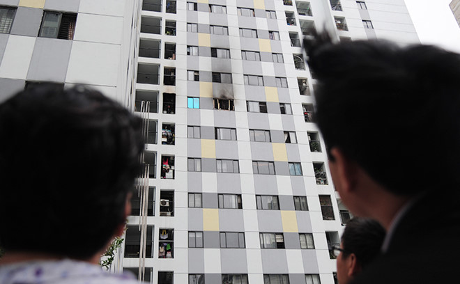 Vụ cháy chung cư mới nhất xảy ra tại Chung cư Rainbow Linh Đàm. Ảnh: Dũng Minh