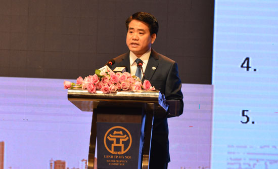 Chủ tịch UBND TP Nguyễn Đức Chung phát biểu tại Hội nghị “Hà Nội 2016 - Hợp tác đầu tư và phát triển”