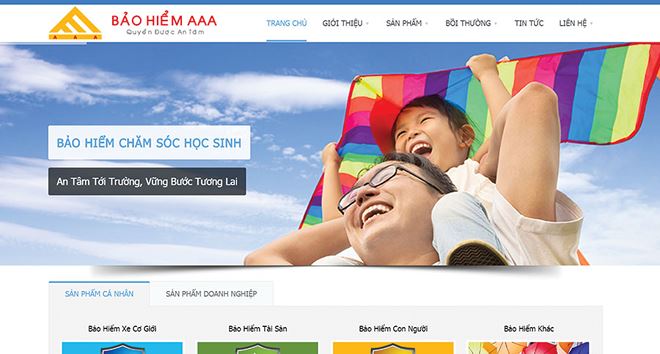 Website của AAA chưa có mục 