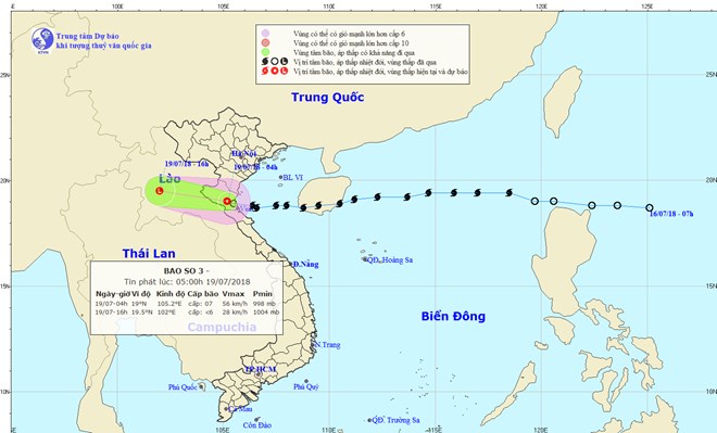 Chùm ảnh đường đi và vị trí cơn bão. (Nguồn: nchmf.gov)