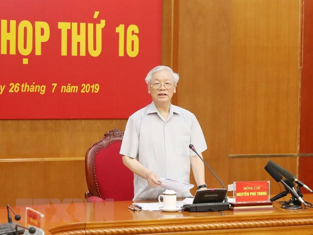 Tổng Bí thư, Chủ tịch nước Nguyễn Phú Trọng, Trưởng Ban Chỉ đạo Trung ương về phòng, chống tham nhũng phát biểu ý kiến chỉ đạo phiên họp. Ảnh: TTXVN