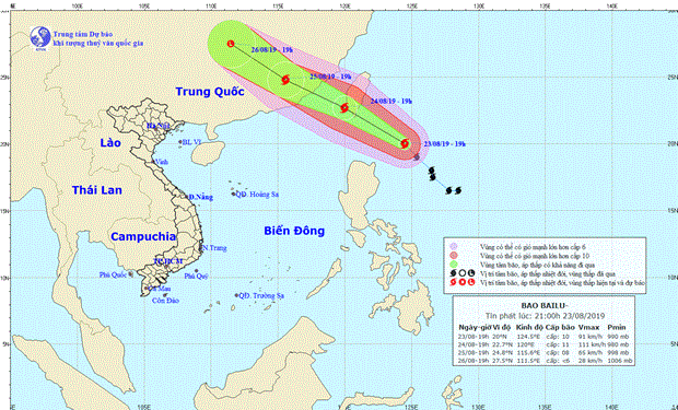 Đường đi của bão Bailu. (Ảnh: NCHMF)