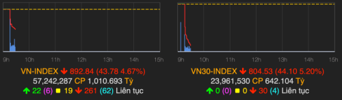  VN-Index giảm tiếp gần 4,7% trong phiên đầu tuần. Ảnh: VNDirect