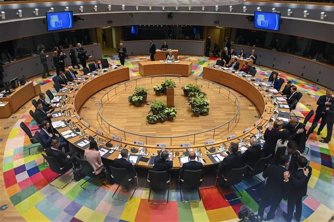  Toàn cảnh hội nghị thượng đỉnh EU tại Brussels, Bỉ ngày 20/2/2020. Ảnh: AFP/TTXVN