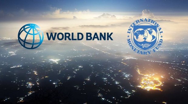 Logo của Quỹ Tiền tệ Quốc tế (IMF) và ngân hàng Thế giới (WB). (Nguồn: businessamlive)