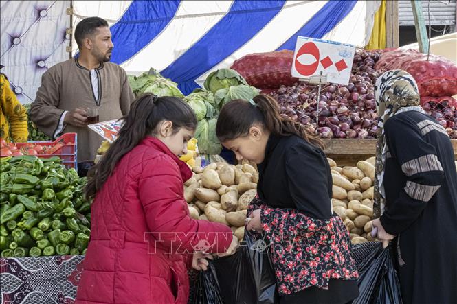 Người dân mua sắm tại một chợ ở el-Arish, bán đảo bắc Sinai, Ai Cập. Ảnh: AFP/TTXVN