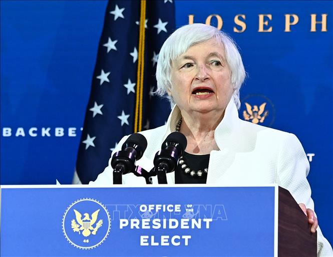 Bà Janet Yellen phát biểu tại một sự kiện ở bang Delaware, Mỹ ngày 1/12/2020. Ảnh: AFP/TTXVN