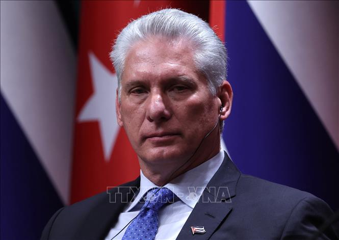 Chủ tịch Cuba Miguel Diaz-Canel trong cuộc họp báo chung với Tổng thống Thổ Nhĩ Kỳ Recep Tayyip Erdoğan nhân chuyến thăm Ankara, ngày 23/11/2022. Ảnh (tư liệu): AFP/TTXVN