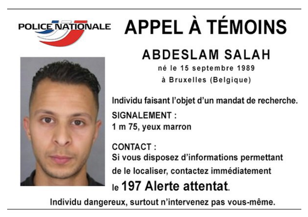 Cảnh sát Pháp công bố lệnh truy nã đối với Salah Abdeslam, một người Pháp gốc Bỉ, kẻ được mô tả là 