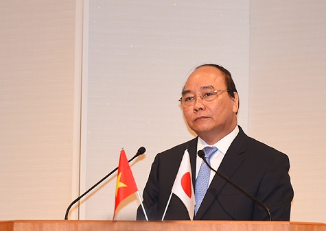 Thủ tướng Nguyễn Xuân Phúc phát biểu tại Đối thoại chính sách kinh tế cao cấp Việt Nam-Nhật Bản.  Ảnh: VGP/Quang Hiếu