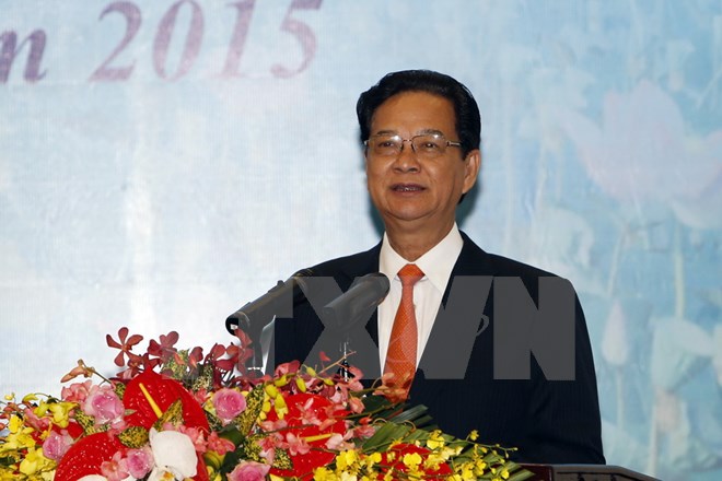 Thủ tướng Nguyễn Tấn Dũng phát biểu tại Đại hội. (Ảnh: Vietnam+)