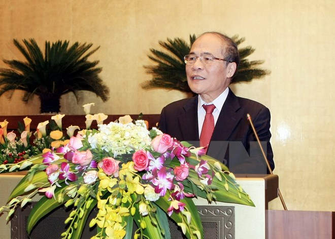Ủy viên Bộ Chính trị, Chủ tịch Quốc hội Nguyễn Sinh Hùng (Ảnh: Vietnam+)