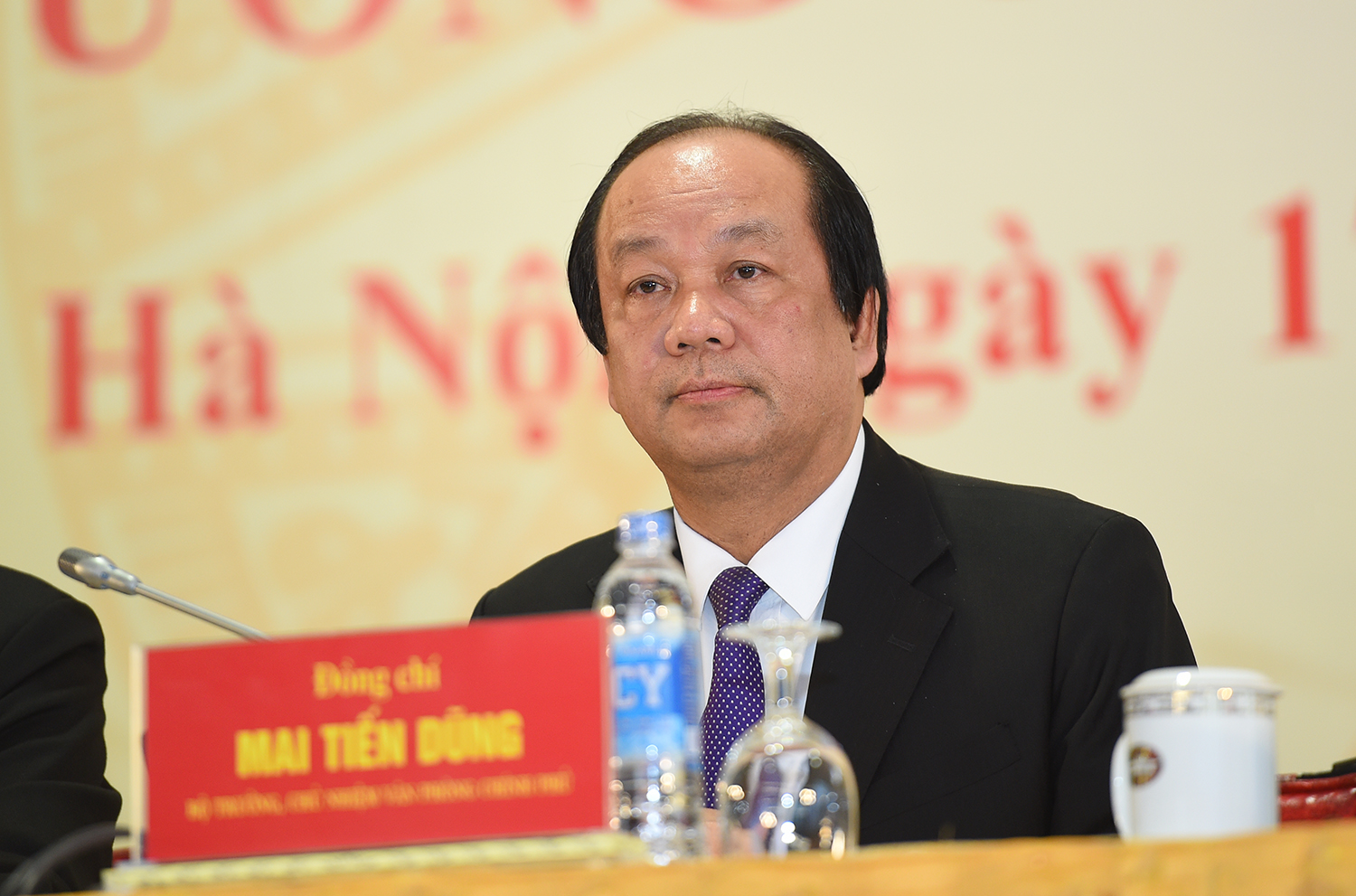 Bộ trưởng Mai Tiến Dũng chủ trì họp báo sau Hội nghị Thủ tướng với doanh nghiệp (Ảnh: VGP/Quang Hiếu)