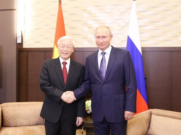 Tổng Bí thư Nguyễn Phú Trọng hội đàm với Tổng thống Liên bang Nga Vladimir Putin (Ảnh: Trí Dũng/TTXVN)