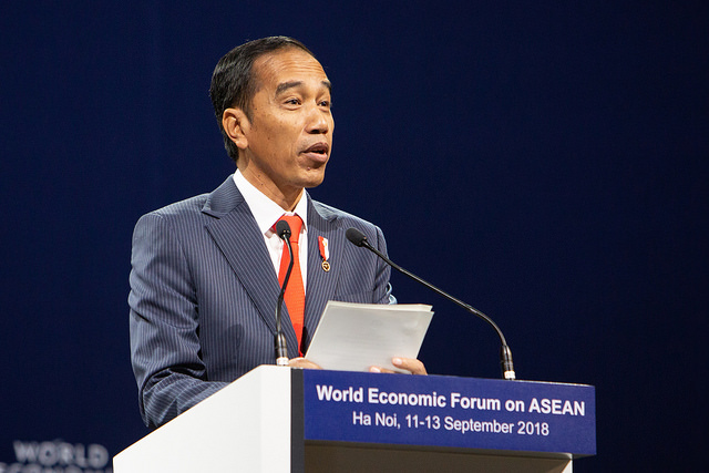 Tổng thống Indonesia Joko Widodo phát biểu tại Diễn đàn kinh tế thế giới về ASEAN 2018