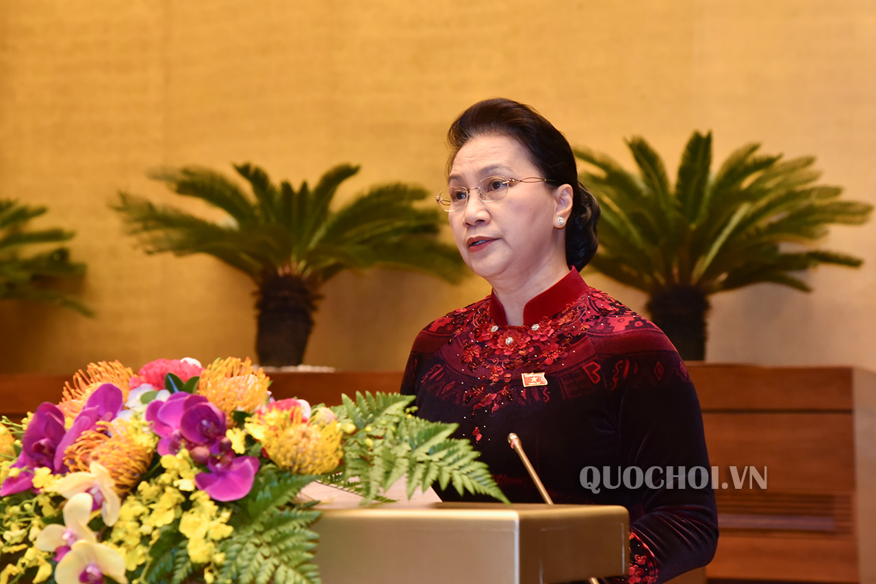Chủ tịch Quốc hội Nguyễn Thị Kim Ngân phát biểu bế mạc kỳ họp thứ 6 Quốc hội khóa XIV (Ảnh: Quốc hội)