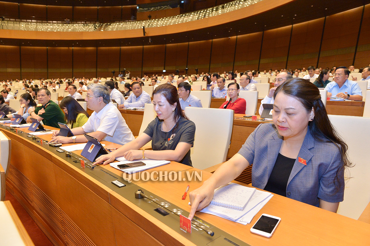 Đại biểu Quốc hội cho ý kiến bằng hệ thống điện tử về các nội dung trong dự thảo Luật Phòng, chống tác hại của rượu, bia