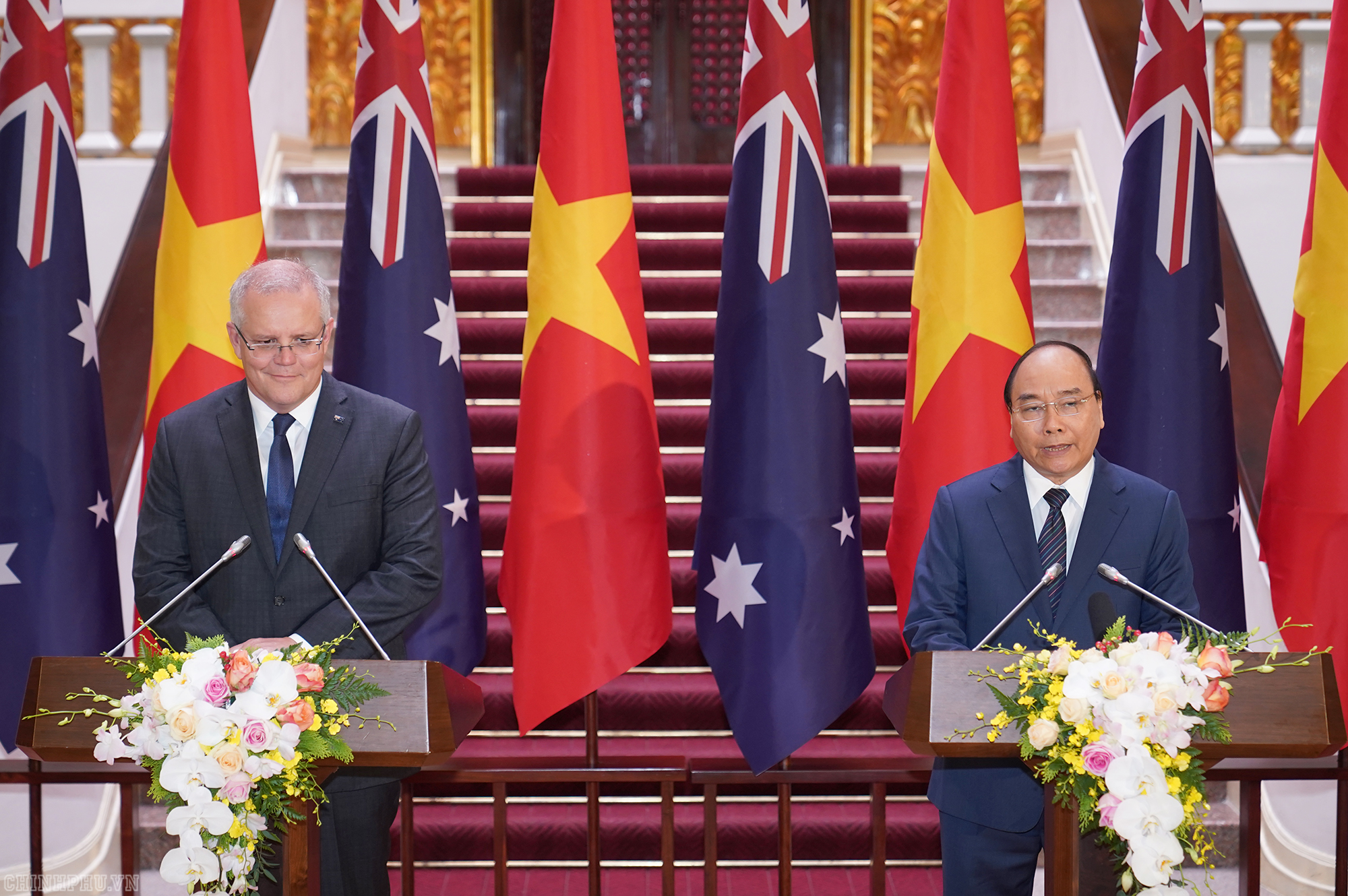 Thủ tướng Nguyễn Xuân Phúc và Thủ tướng Australia Scott Morrison (Ảnh: VGP)
