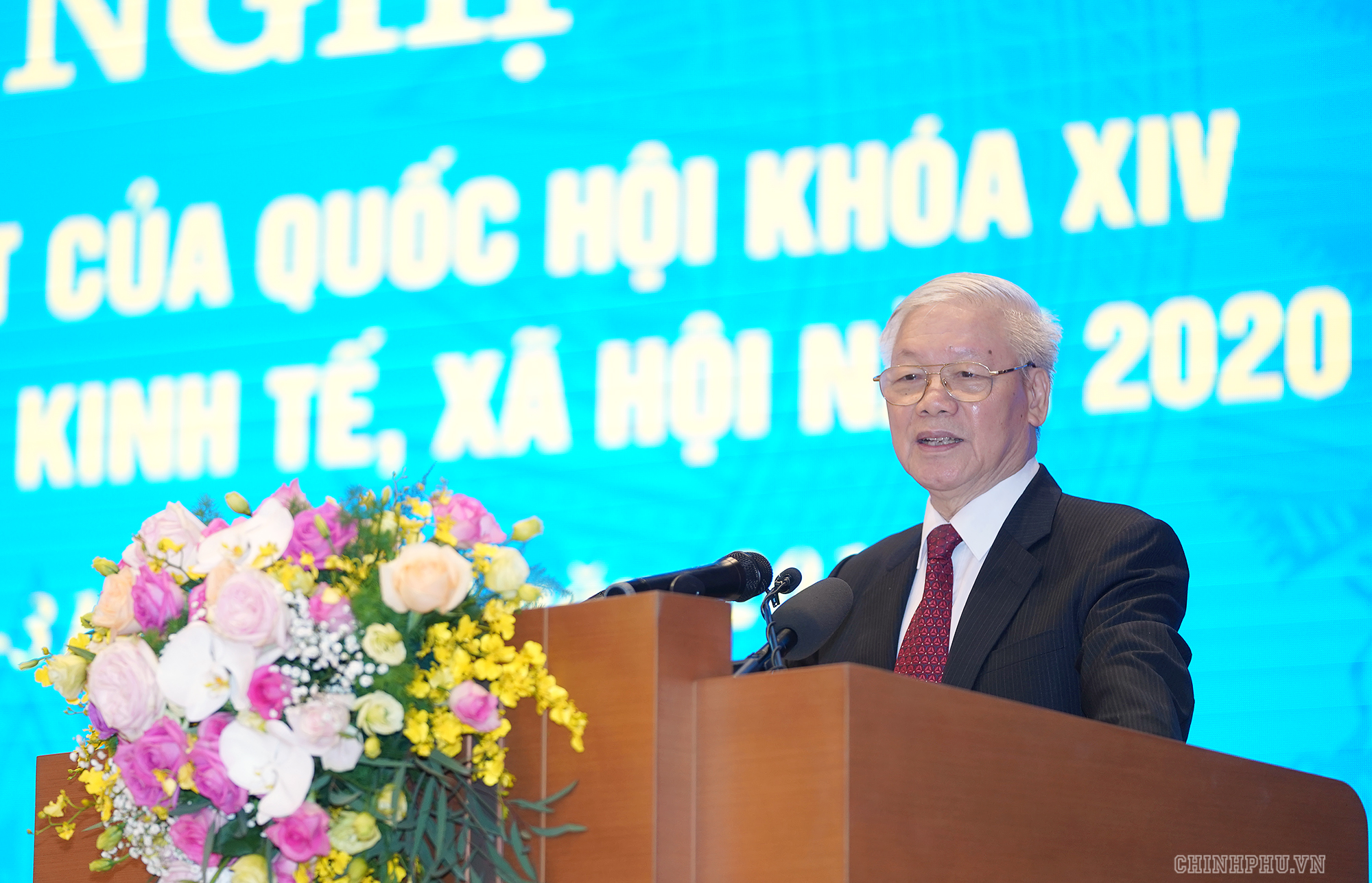 Tổng Bí thư, Chủ tịch nước Nguyễn Phú Trọng phát biểu tại Hội nghị Chính phủ với địa phương sáng 30/12 (Ảnh: VGP)