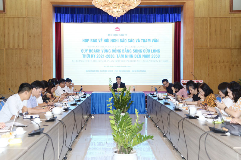 Họp báo về Hội nghị Quy hoạch vùng Đồng bằng sông Cửu Long (Ảnh: Minh Trang)