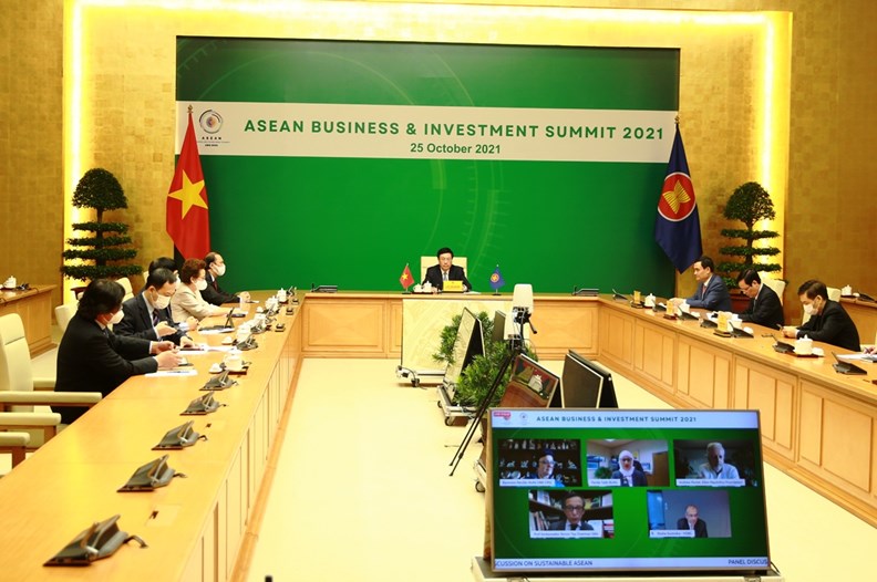 Phó thủ tướng Thường trực Chính phủ Phạm Bình Minh tham dự Hội nghị Thượng đỉnh ASEAN BIS 2021 (Ảnh: Hải Minh)