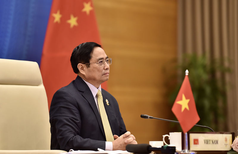 Thủ tướng Phạm Minh Chính dự Hội nghị Cấp cao ASEAN-Trung Quốc lần thứ 24 tháng 10/2021 (Ảnh: Nhật Bắc)