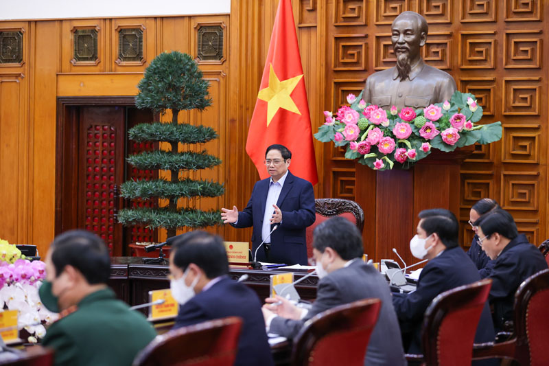 Thủ tướng Phạm Minh Chính chủ trì Cuộc họp Ban chỉ đạo quốc gia triển khai thực hiện cam kết của Việt Nam tại Hội nghị COP26 (Ảnh: VGP)