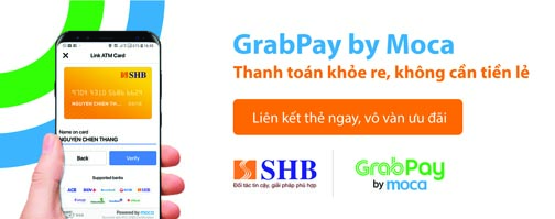 Khách hàng có thể sử dụng thẻ nội địa SHB nạp tiền vào ví GrapPay by Moca
