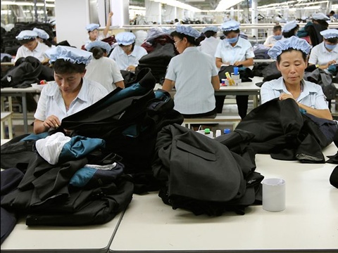 North Korean workers assemble clothing at the South Korean-run ShinWon garment factory at the Kaesong industrial complex on Sept. 21, 2012, in Kaesong, North Korea. North Korea barred South Korean managers and vehicles from entering the industrial park on April 3, a day after announcing it will restart its nuclear program. Jean H. Lee, AP